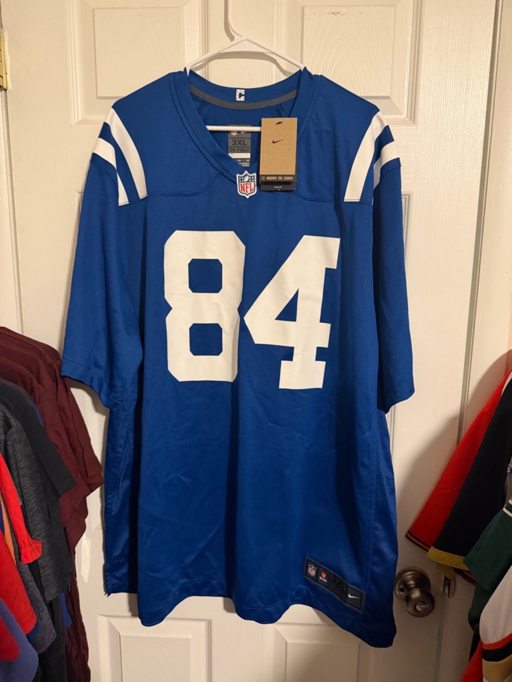 Authentic Nike Tyler Warren Nike Men’s Blue and White #84 NFL Jersey
